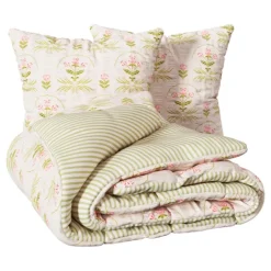 Parure de lit réversible texturée 3 pièces florale housse + taies