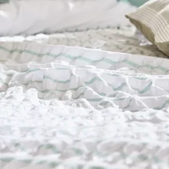 Parure de lit réversible texturée 3 pièces rayée housse + taies