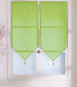 Petits voilages unis en polyester à pointes et pompons