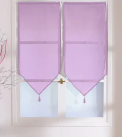 Petits voilages unis en polyester à pointes et pompons