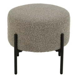 Petit tabouret rond en bois et tissu bouclette
