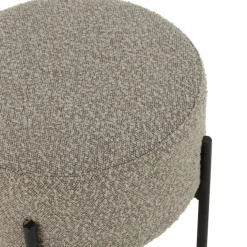 Petit tabouret rond en bois et tissu bouclette