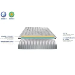 PHIGALIE - Matelas ressorts ensachés + sommier bois