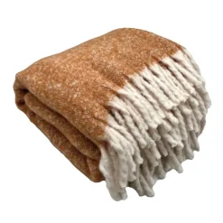 Plaid aspect mohair à franges torsadées