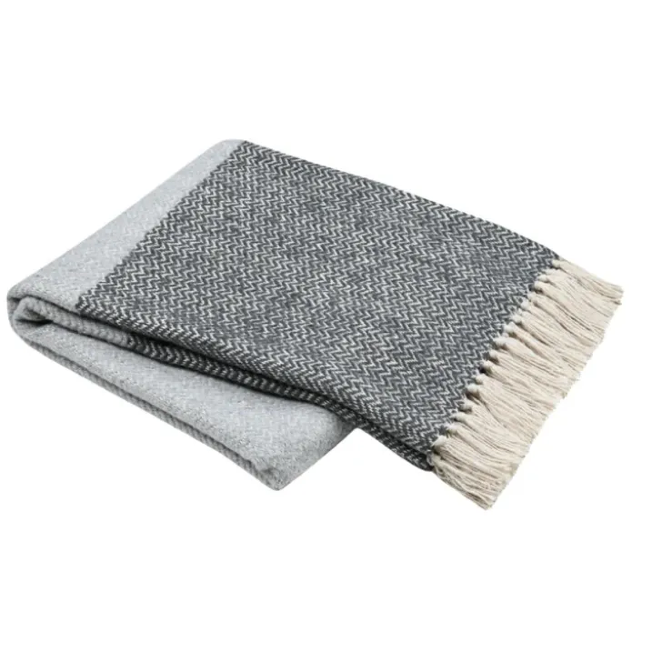 Plaid avec franges effet laine grattée bicolore