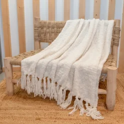 Plaid bouclette doux avec franges