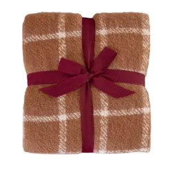 Plaid à carreaux aspect mohair avec franges