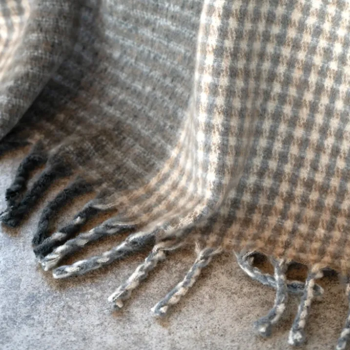 Plaid à carreaux aspect mohair doux