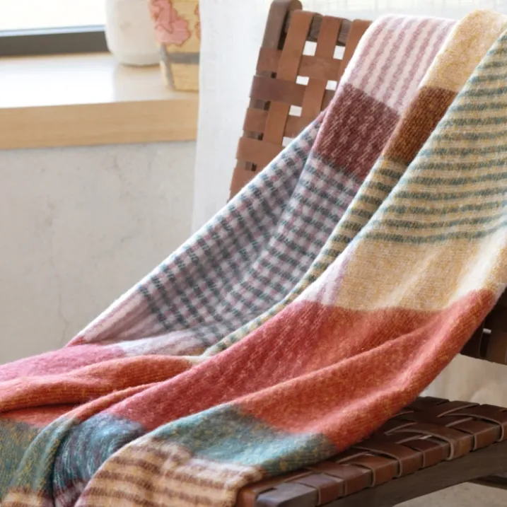 Plaid à carreaux aspect mohair doux