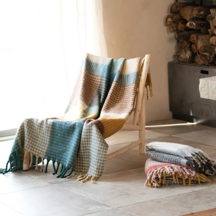 Plaid à carreaux aspect mohair doux