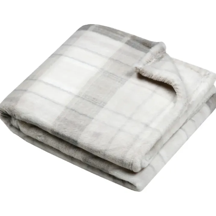 Plaid à carreaux écossais en imitation fourrure