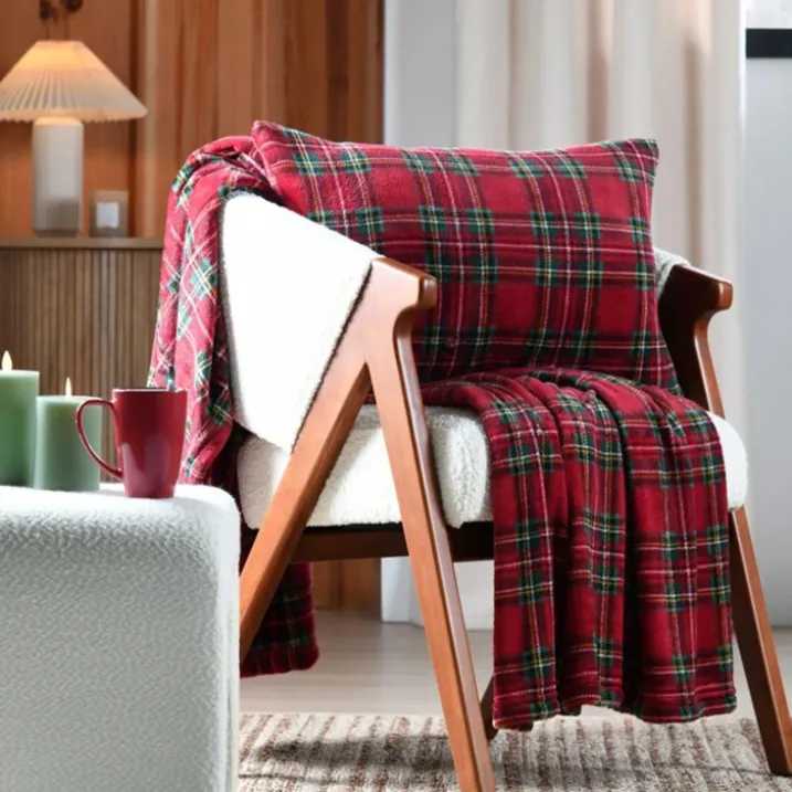 Plaid à carreaux écossais en polaire