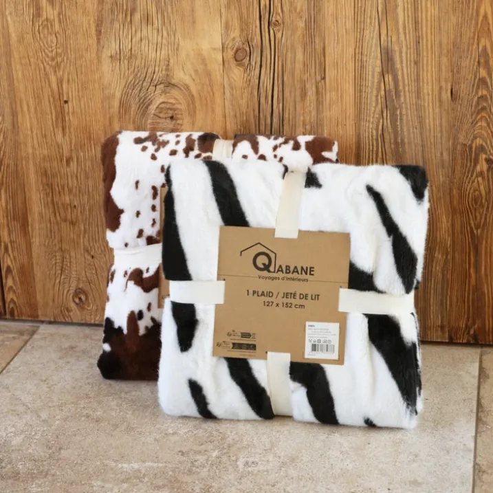 Plaid doux à motif peau de vache avec dos en velours