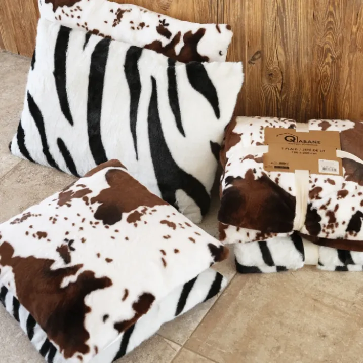 Plaid doux à motif peau de vache avec dos en velours