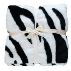 Plaid doux à motif zèbre avec dos en velours