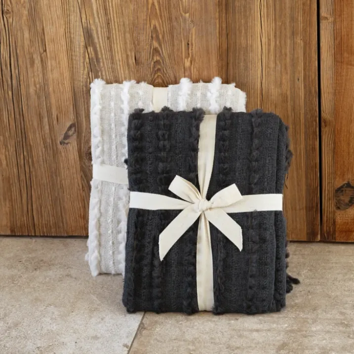 Plaid en chenille texturée avec franges