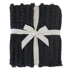 Plaid en chenille texturée avec franges