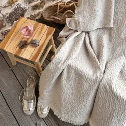 Plaid en coton jacquard à motif goutte d’eau