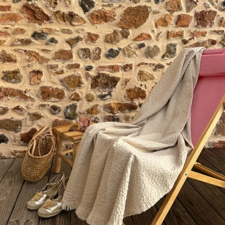 Plaid en coton jacquard à motif goutte d’eau