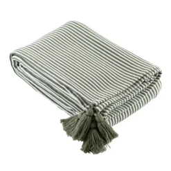 Plaid rayé à pompons