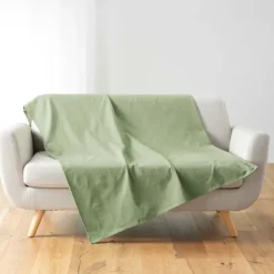 Plaid uni en polycoton pour canapé ou lit