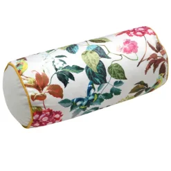 Polochon décoratif motif feuillage et oiseau