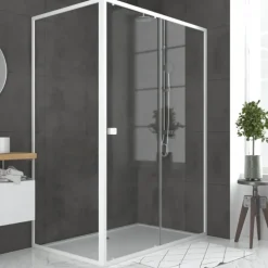 Porte de douche coulissante en verre trempé avec paroi de retour