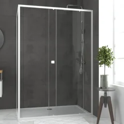 Porte de douche coulissante en verre trempé avec paroi de retour