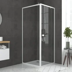 Porte de douche pivotante en verre trempé avec paroi de retour