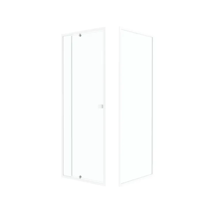 Porte de douche pivotante en verre trempé avec paroi de retour