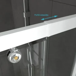 Porte de douche pivotante en verre trempé avec paroi de retour