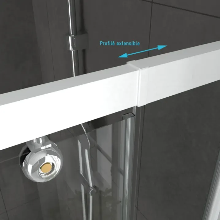 Porte de douche pivotante en verre trempé avec paroi de retour