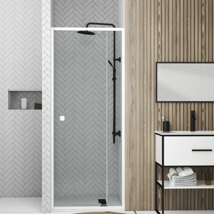 Porte de douche pivotante minimaliste extensible