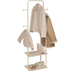 Porte manteau sur pied avec étagères de rangement