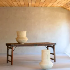 Pot décoratif en papier mâché naturel
