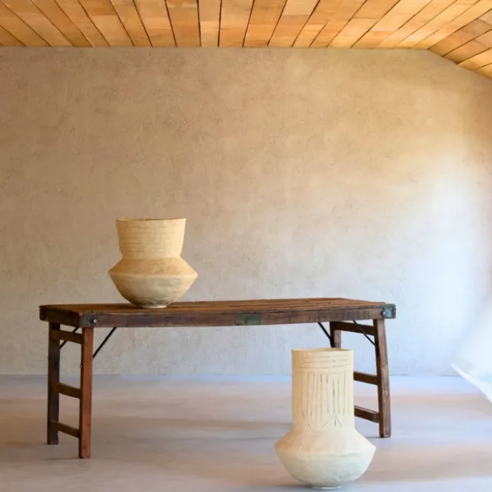 Pot décoratif en papier mâché naturel
