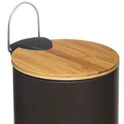 Poubelle colorée avec couvercle en bambou