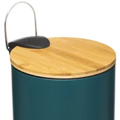 Poubelle colorée avec couvercle en bambou