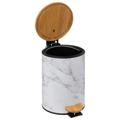 Poubelle de salle de bain effet marbre