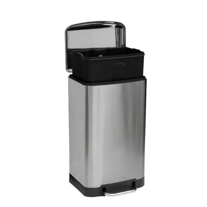 Poubelle en métal bac amovible 30 L