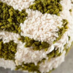 Pouf damier en laine avec garnissage