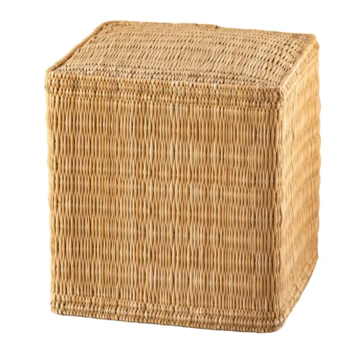 Pouf en paille tressée fait main