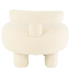Pouf rond avec dossier en tissu bouclette