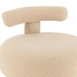 Pouf rond avec dossier en tissu bouclette