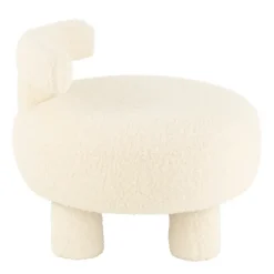 Pouf rond avec dossier en tissu bouclette