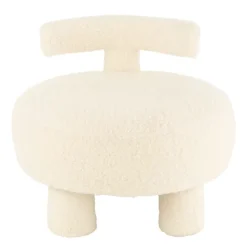 Pouf rond avec dossier en tissu bouclette