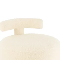 Pouf rond avec dossier en tissu bouclette