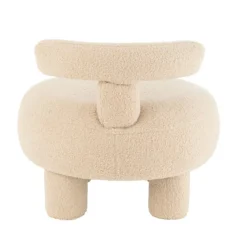 Pouf rond avec dossier en tissu bouclette