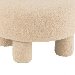 Pouf rond avec dossier en tissu bouclette
