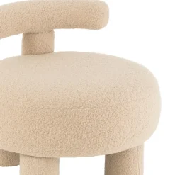 Pouf rond avec dossier en tissu bouclette